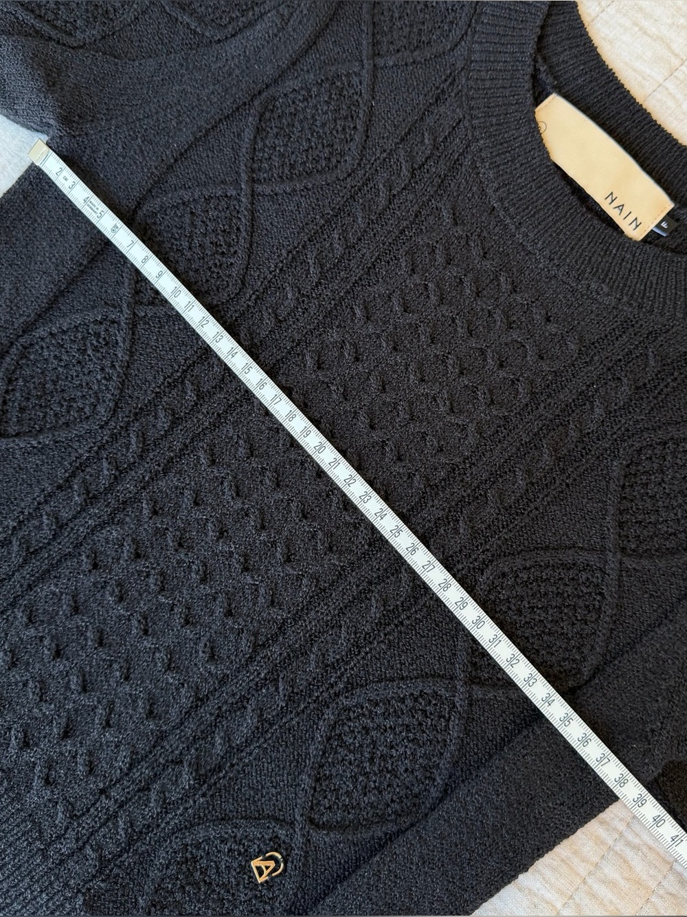 NAIN Black Cable Knit Short Sleeve Sweater - Picture 4 of 6